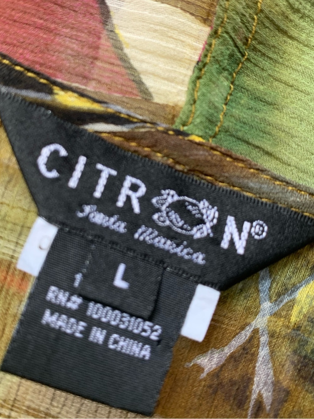 Citron Santa Monica 100% Silk Floral Kimono Cardigan Landscape Watercolor Large - Picture 10 of 13